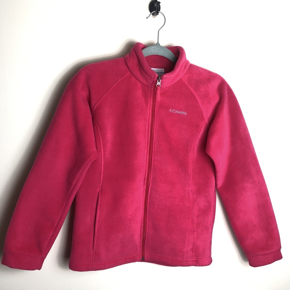 Columbia Sportswear Girls Pink Fleece Full Zip Jacket Sz Youth Large 14/16